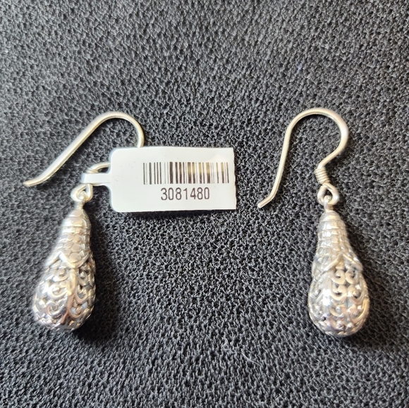NWT Bali Style Teardrop earrings 925 Sterling Silver Fish hook Finding - Picture 2 of 6